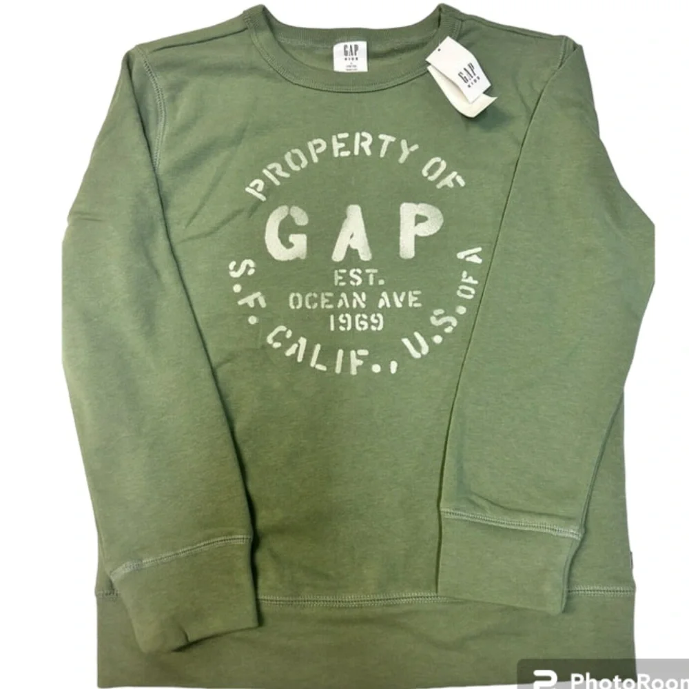 Gap Boy's Terry Lined Graphic Print Crewneck Pullover Sweatshirt